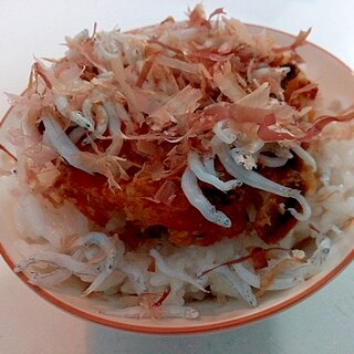 かき揚げと釜揚げしらすとかつお節の丼